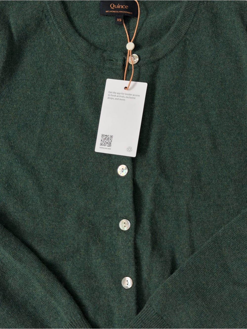 Quince Forest Green Cashmere Crewneck Cardigan - Picture 6 of 8